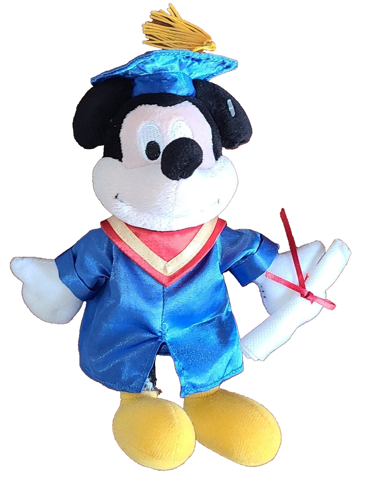 Disney Mickey Mouse Graduation Grad Cap & Gown Plush 8 inch.