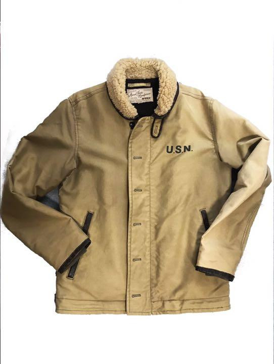 Avirex Deck Jacket Usn Boa Leather L _#ar756