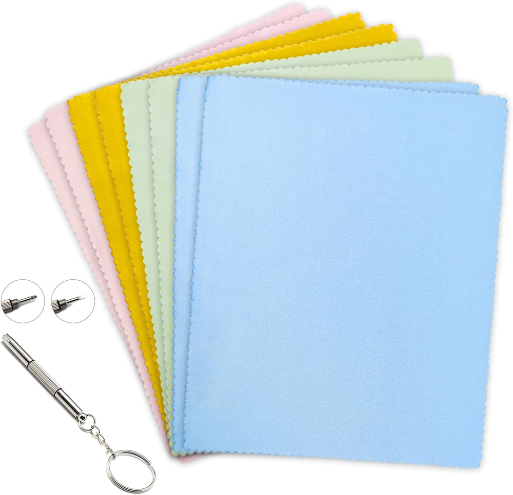 8Pcs Colorful Microfiber Cleaning Cloths for Glasses 6x7 Inches