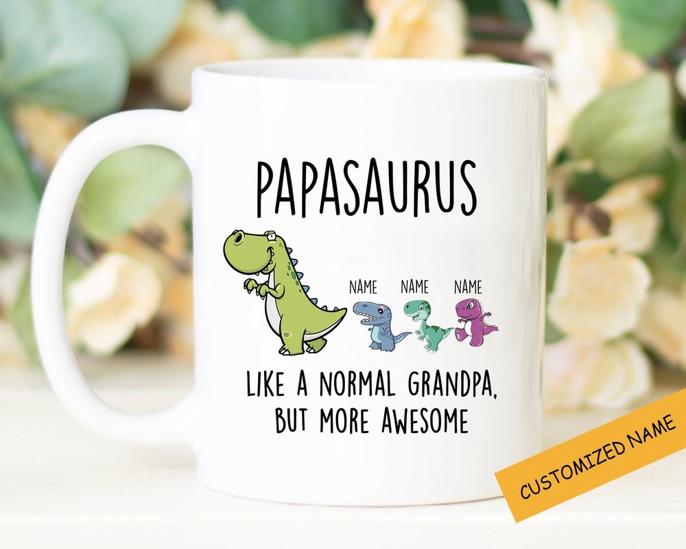 Like A Normal Grandpa But More Awesome Personalized Mug Dinosaur Lovers Gift