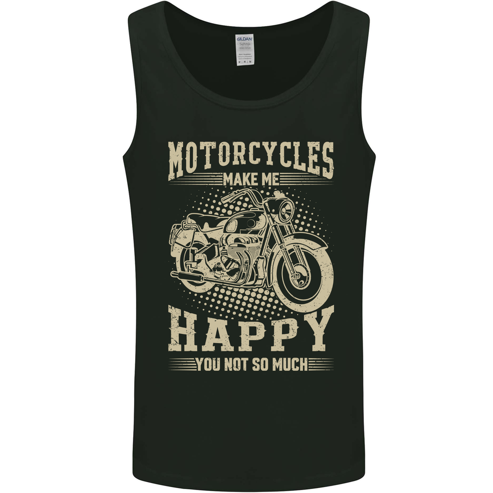 Motorcycles Make Me Happy Biker Motorbike Mens Vest Tank Top