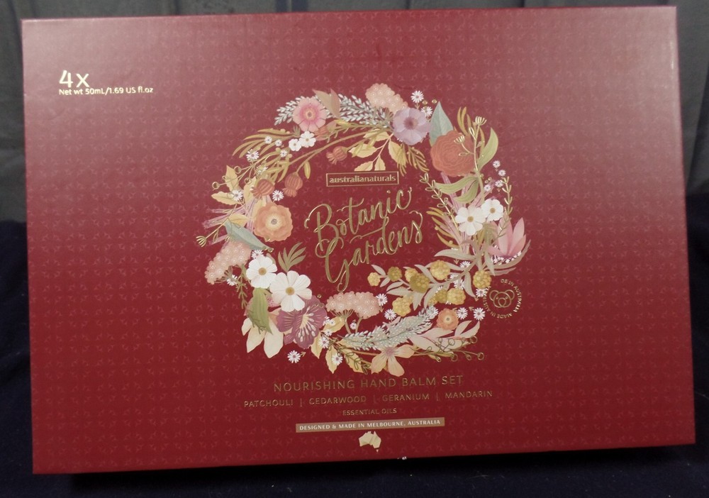 AUSTRALIA NATURALS BOTANIC GARDENS NOURISHING HAND BALM  4 pc Set-Unopened Box