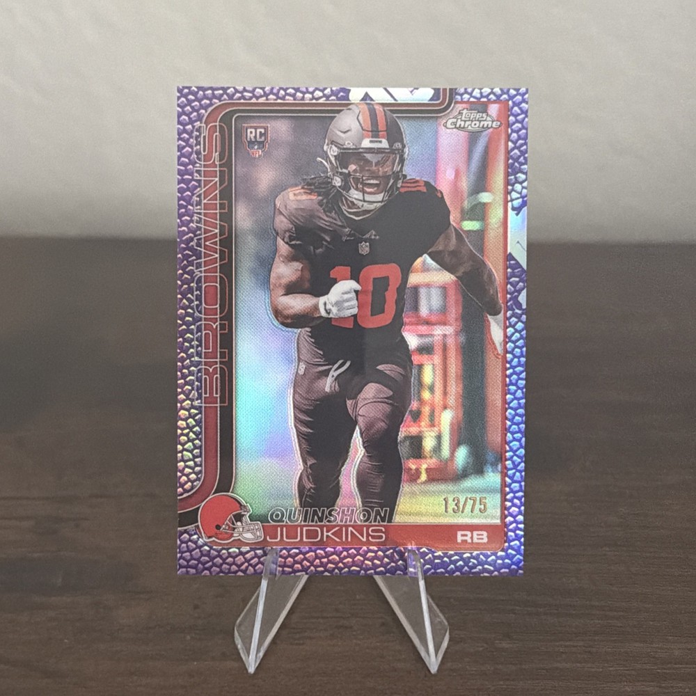 2025 Topps Chrome Quinshon Judkins Purple Pigskin/75 (RC) Cleveland Browns