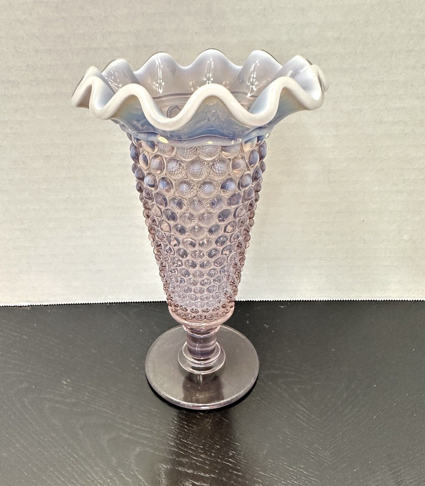 VTG Rare Purple Opalescent Hobnail Ruffled Edge Vase by Westmoreland