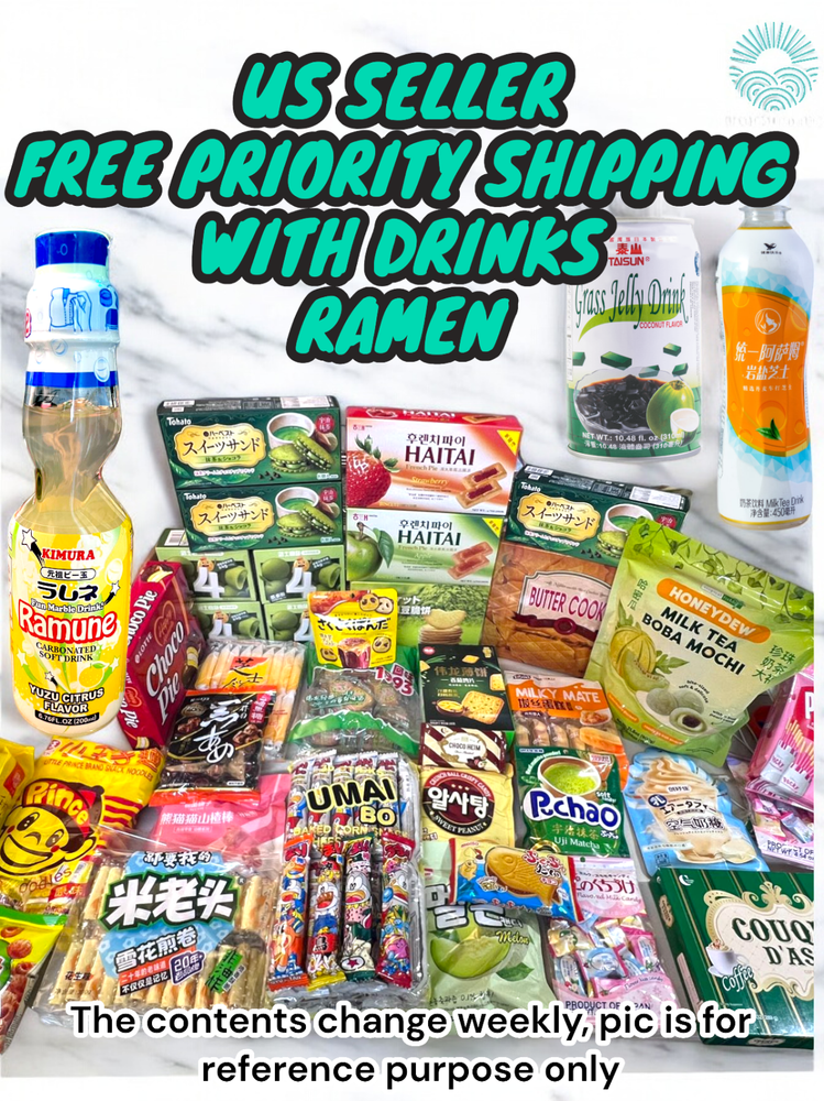 50 Exotic Japanese Korean Asian Snack Box With Ramen & Drinks, Snack Sampler Box