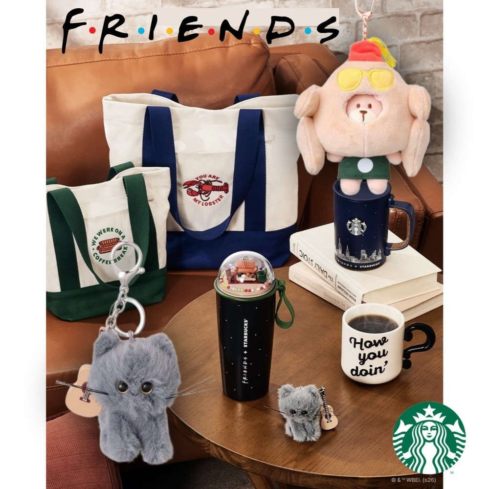 Starbucks Korea 2026 FRIENDS Collab Bearista Cat Keychain Tumbler Bag Free Ship
