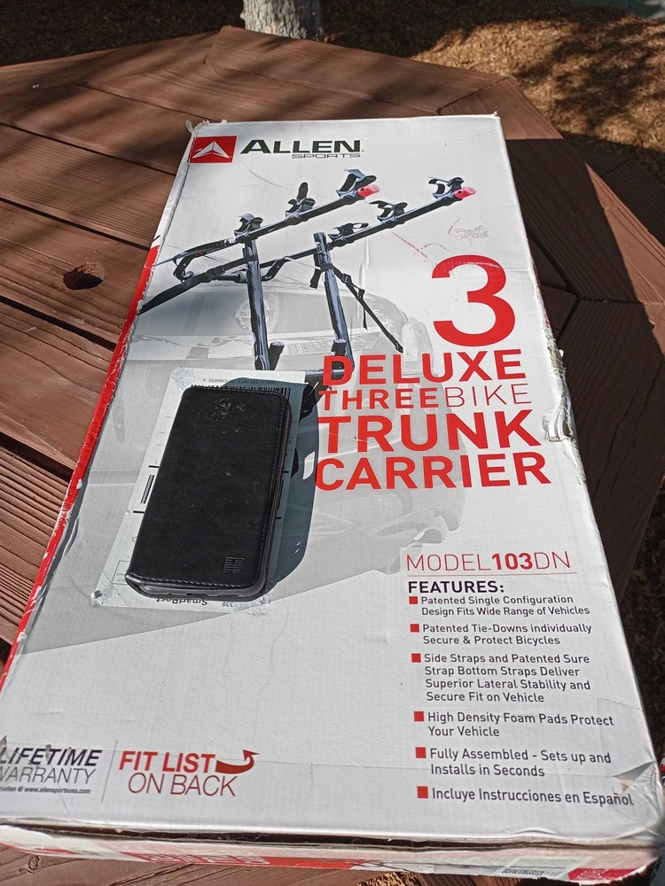 Allen Sports Deluxe 3-Bike Trunk Rack 103DN New Open Box