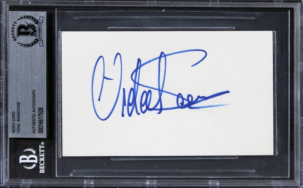Vidal Sassone Vidal Sassoon: The Movie Signed 3x5 Index Card BAS #16617928