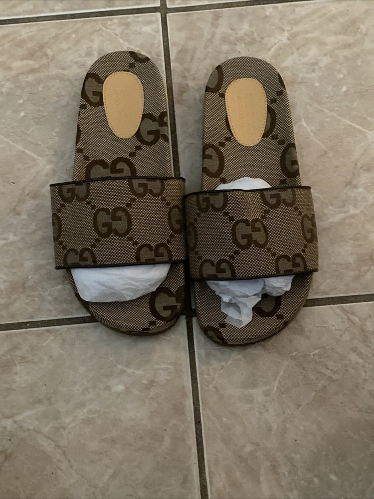 Gucci GG Monogram Mens Canvas Sandals Size 9 US 10