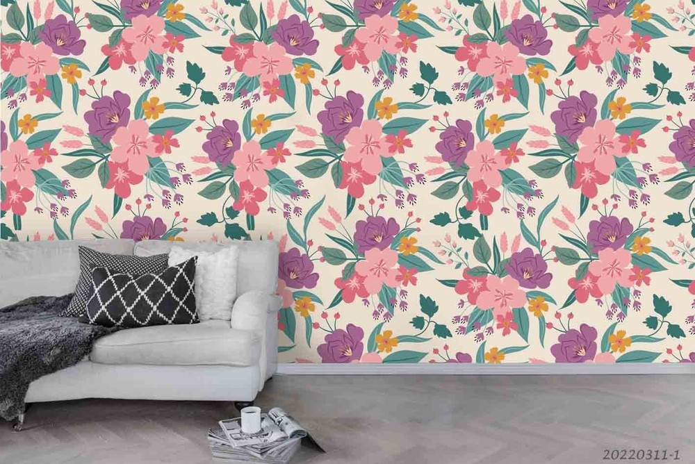 3D Flowers Flora Watercolor Pattern Wall Murals Wallpaper Murals Wall Sticker