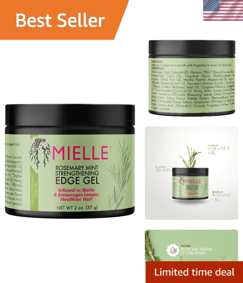 Hydrating Rosemary Mint Edge Control Gel with Biotin for Stronger Edges - 2 Oz  