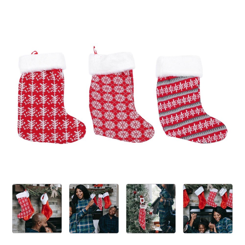 3 Pcs Xmas Socks Christmas Party Decorations Trustworthy Child