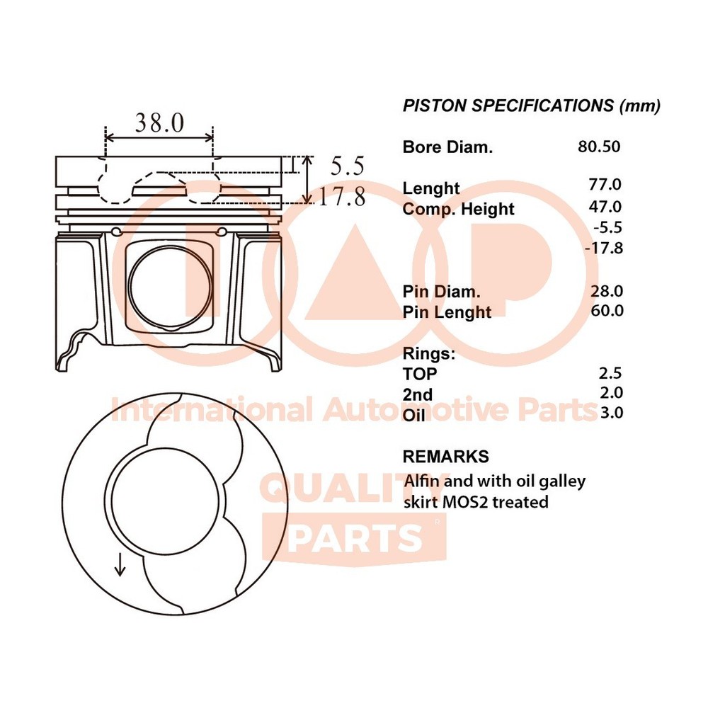 Complete Piston Series 100-13163 IAP QUALITY PARTS for Renault - Upgrade 050