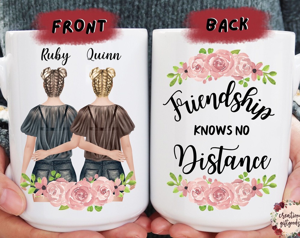 Friendship Knows No Distance Coffee Mug Custom Sister Moving Gift Long Distance