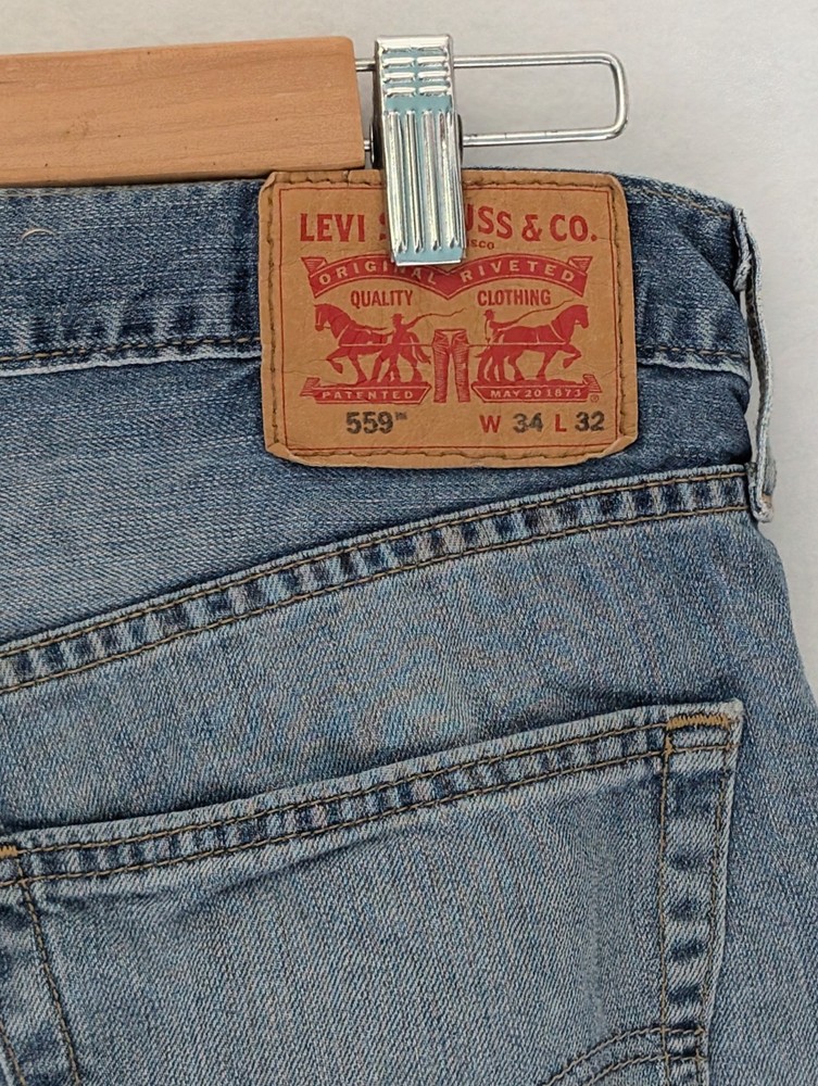 Levis 559 Jeans Mens 34 x 32 Relaxed Straight Fit 5 Pocket Denim waterless