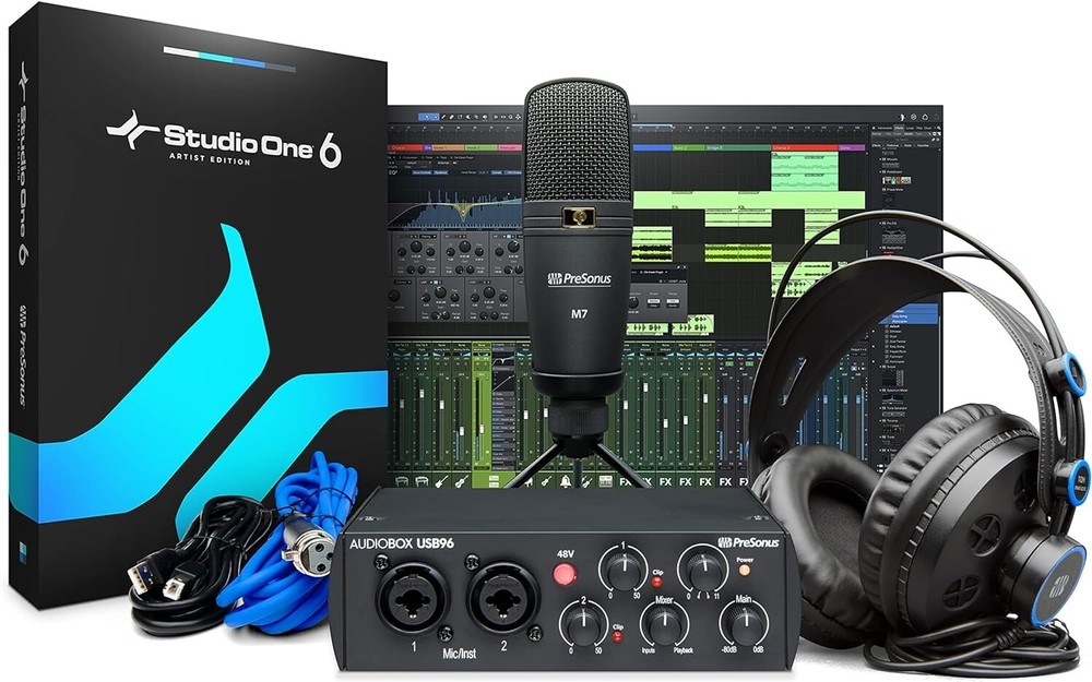 Studio Quality Home Recording Bundle - AudioBox USB 96, M7 Mic & HD7 Headphones