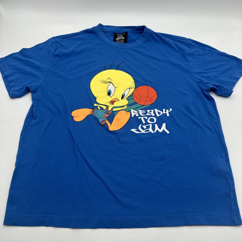 Foreve 21 Space Jam A New Legacy T-Shirt Men Médium Blue Graphic Print ..#17690