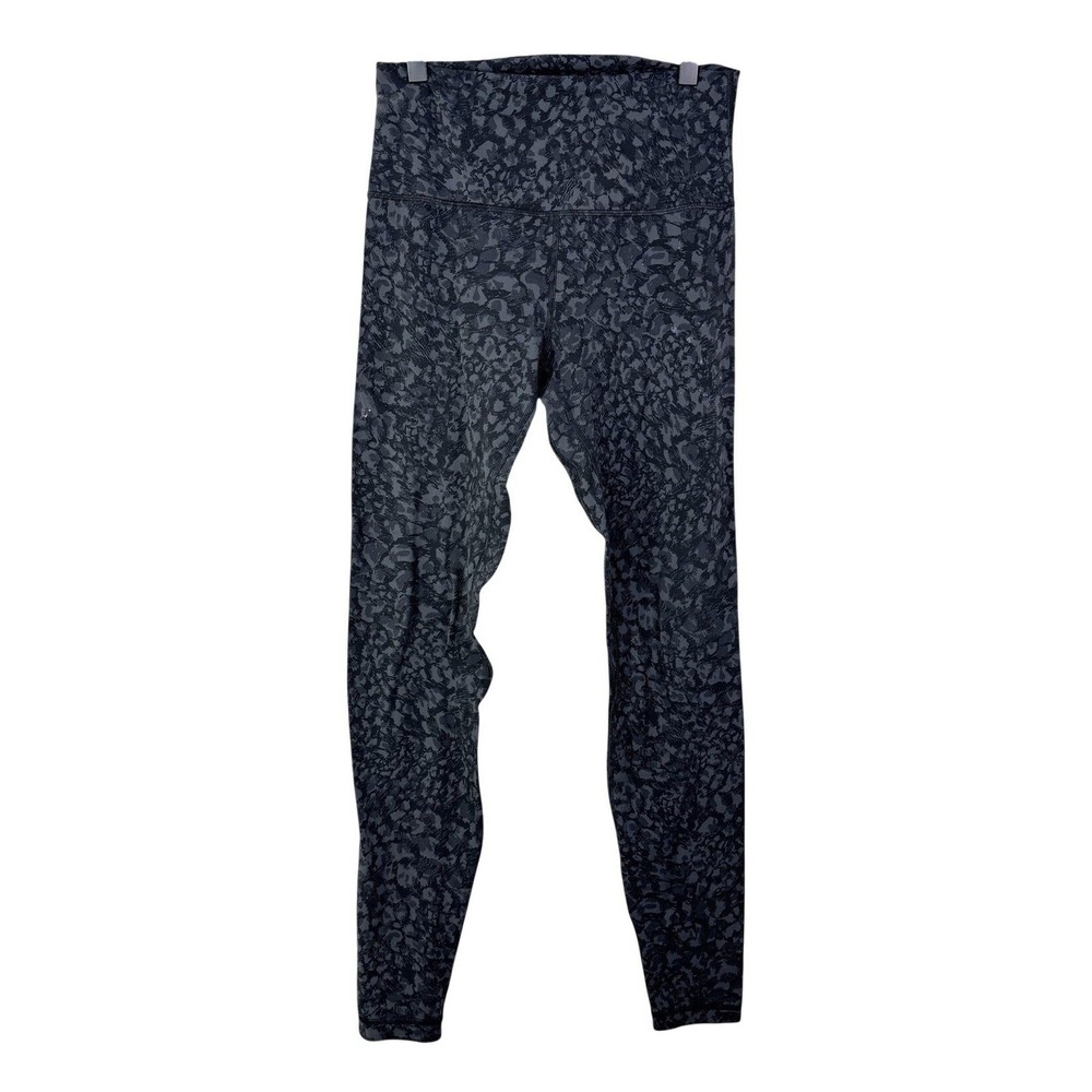 Lululemon Womens Leggings 27 Inseam Gray Black Animal Print Reflective Size 8