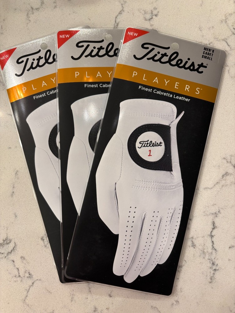 3 NEW TITLEIST PLAYERS GOLF GLOVES - MEN'S CADET SMALL (WORN ON YOUR LH)