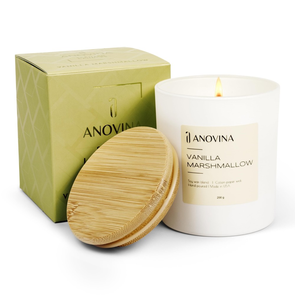 Vanilla Scented Candle With Gift Box. Nontoxic Candles For Home Secented Candle