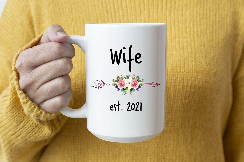 Wife Est 2021 Mug New Wife Arrow Coffee Mug Mug & Coaster Set Coffee Mug For