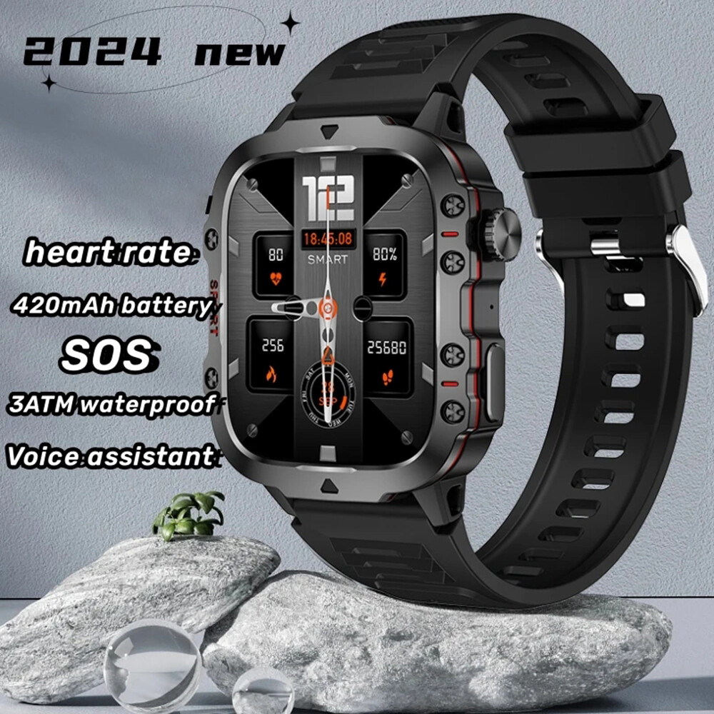 Rugged Smartwatch Tactical Fitness Tracker for Men with Call Functionality