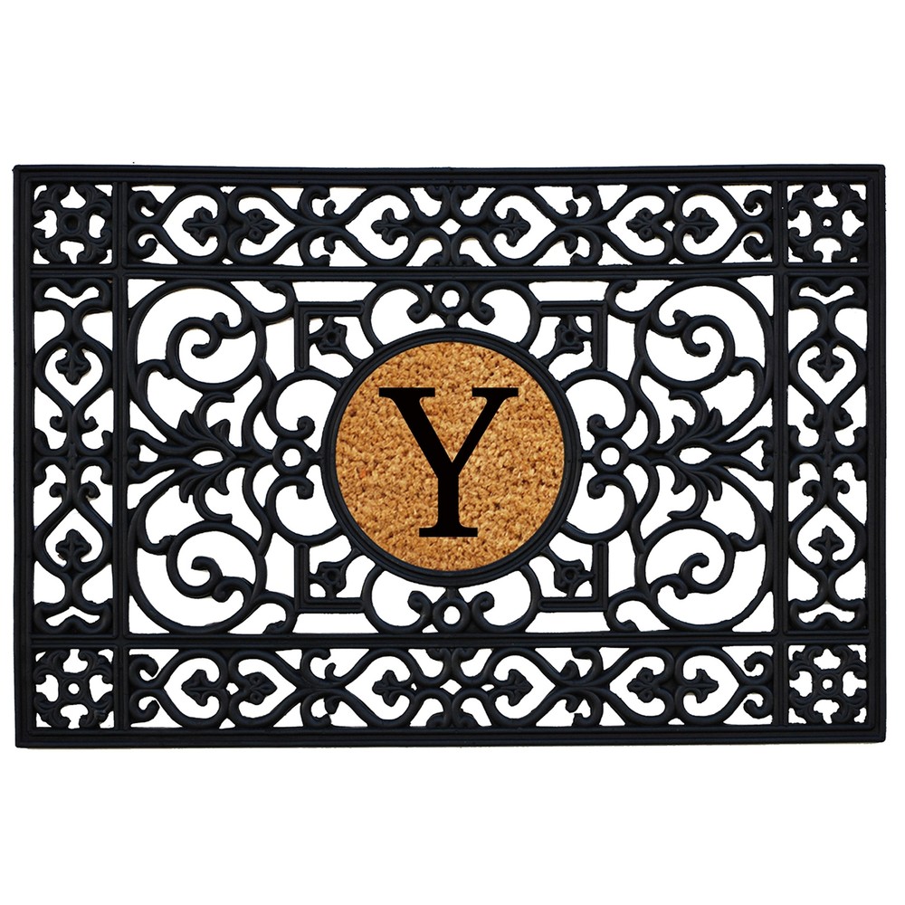 Custom Y Monogram Rubber Doormat 2x3 Feet for Personalized Home Entryway Decor