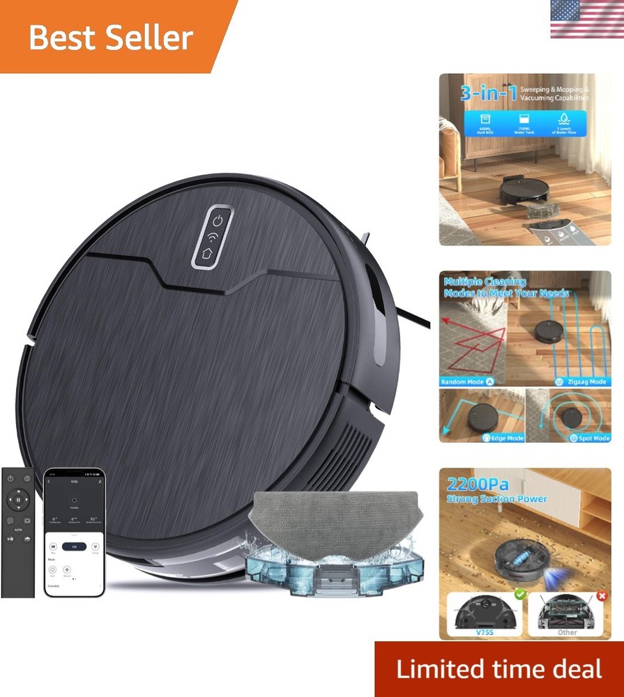 Pet-Friendly Robot Vacuum & Mop with Powerful Suction, HEPA Filtration