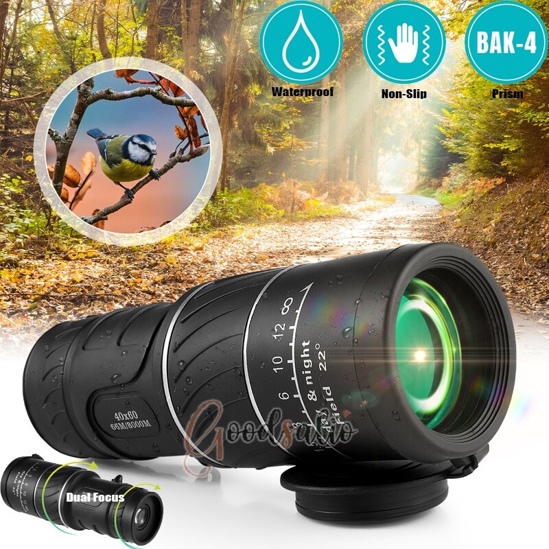 40X60 Monocular Binoculars With Night Vision High Power Waterproof Dual Focus US