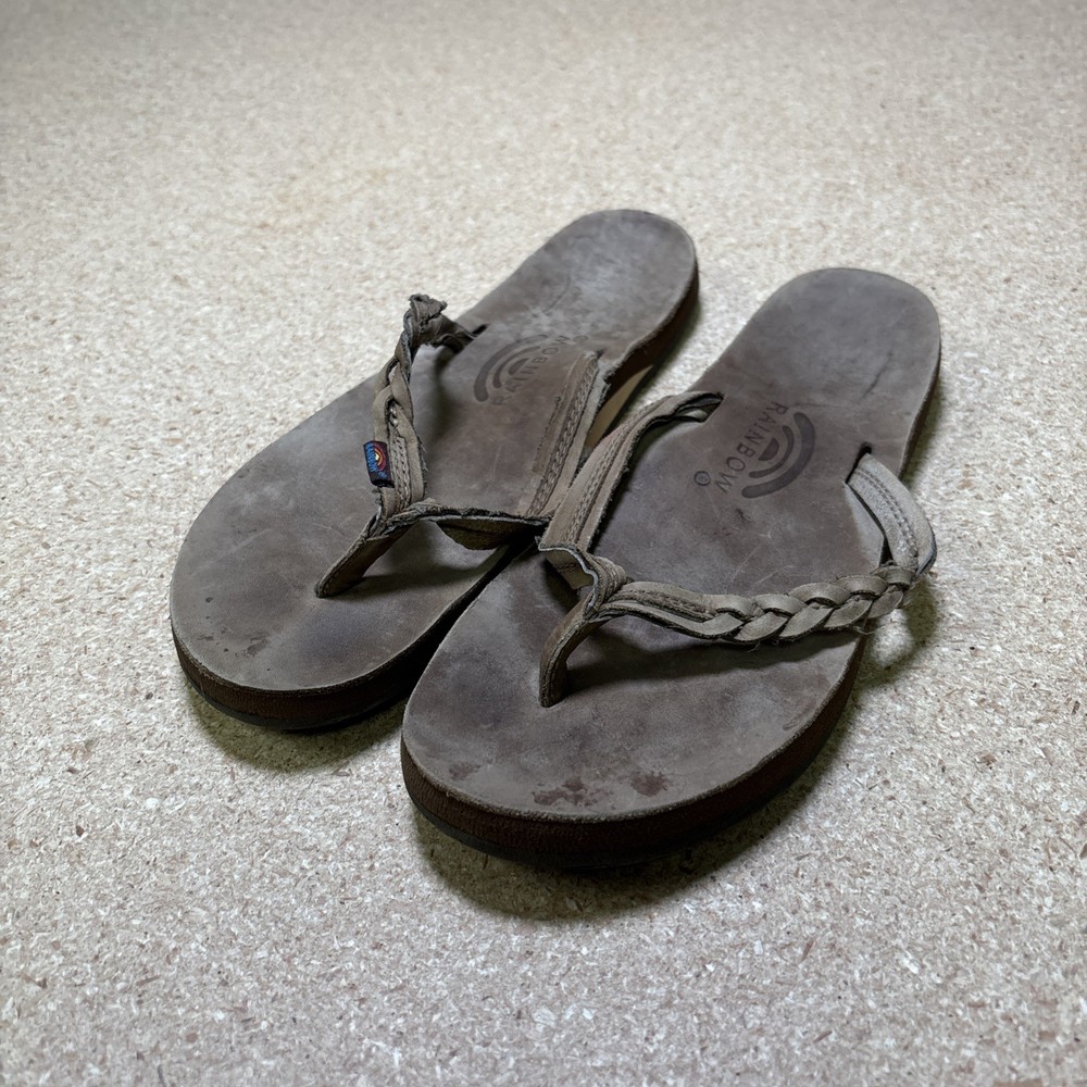 Rainbow Flirty Braidy Flip Flops for Women Size XL 8.5-9.5 Sierra Brown