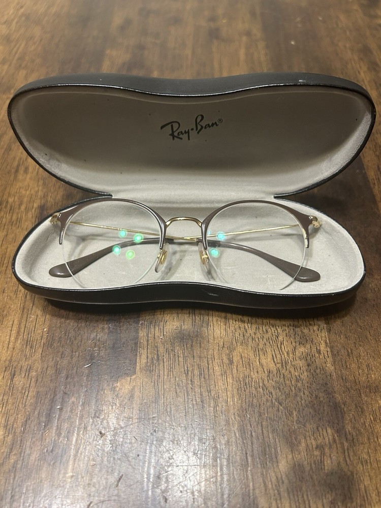 Ray Ban RB 3578V 2905 Half Rim Gold Brown Eyeglasses 48-22-145