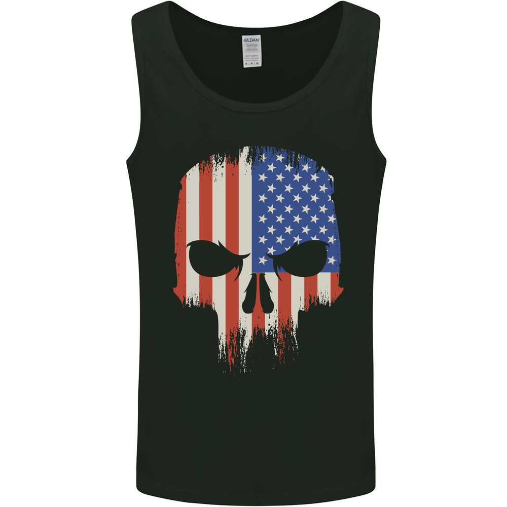 USA Skull America Gym Bodybuilding Biker Mens Vest Tank Top