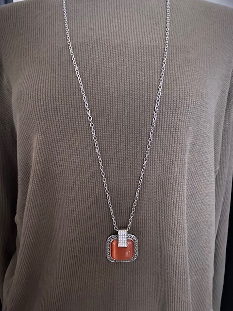 Paparazzi Effervescent Elegance Orange Necklace W/Matching Earrings