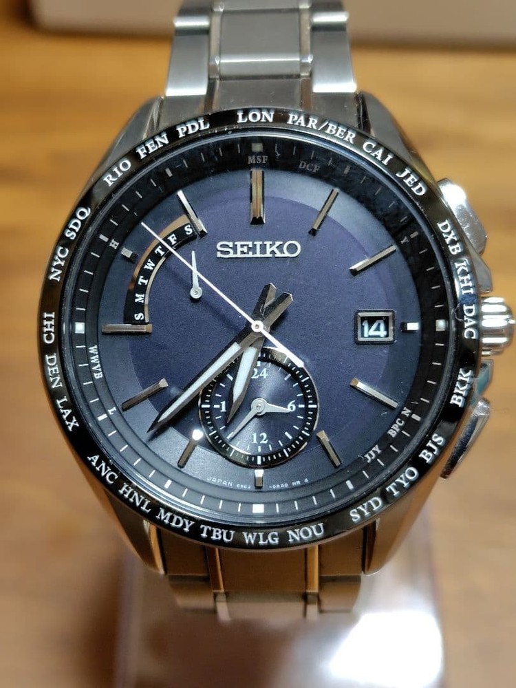 Seiko Brightz SAGA233 Solar Radio Titanium Dark Blue Men's Watch 44mm