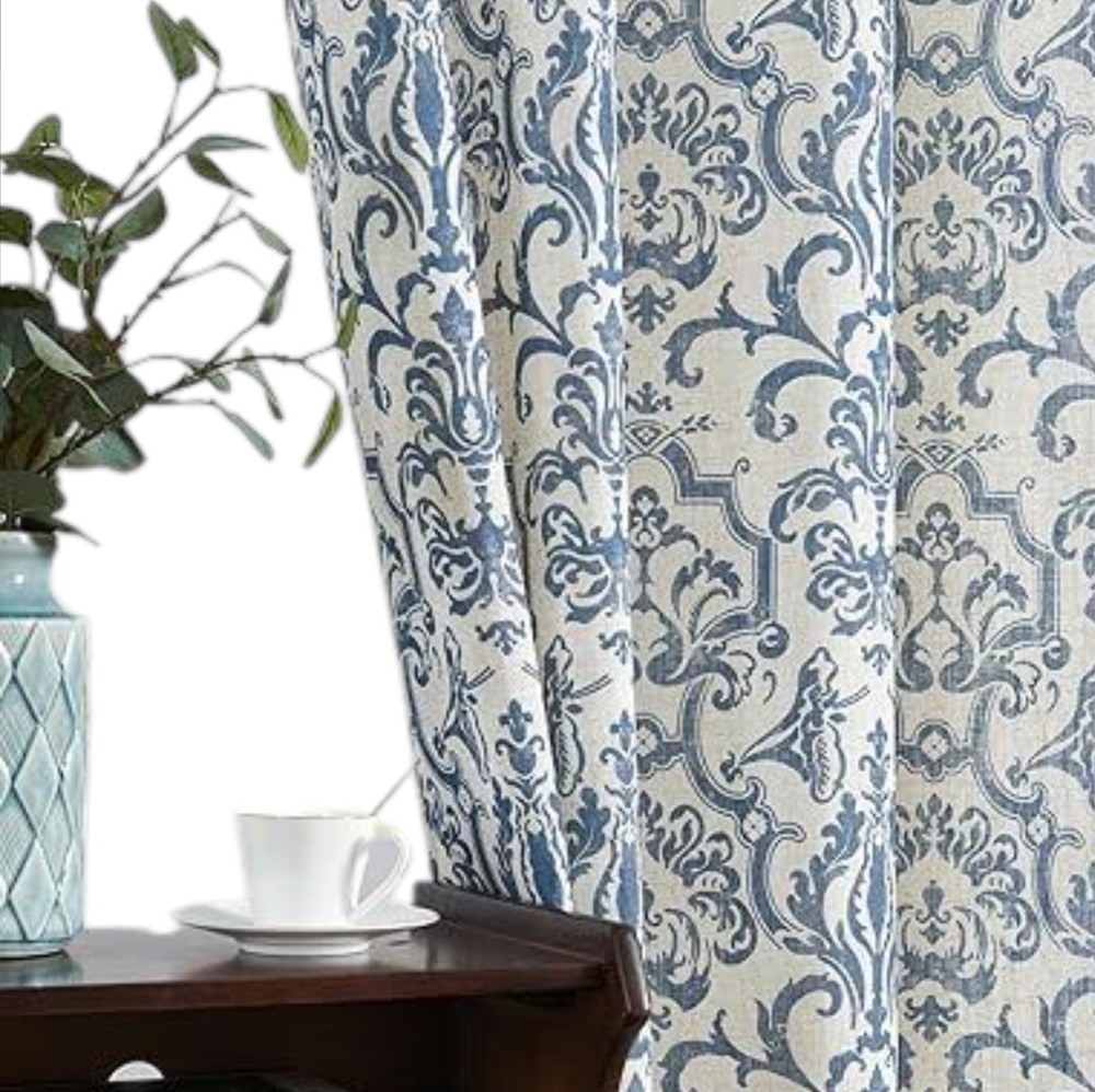 Botanical Toile Insulated Thermal Curtain Panel 42x45 Blue by Plow & Hearth