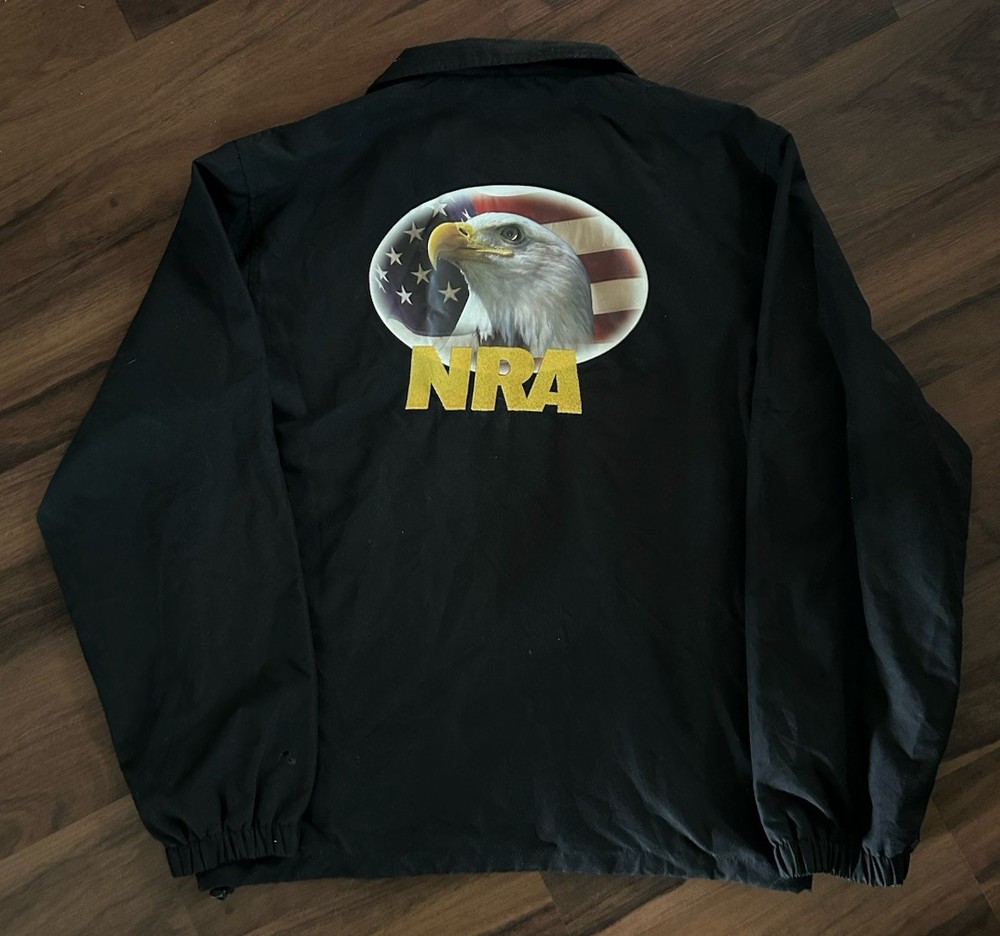 NRA National Rifle Association Black Jacket Windbreaker Eagle Flag Men's M