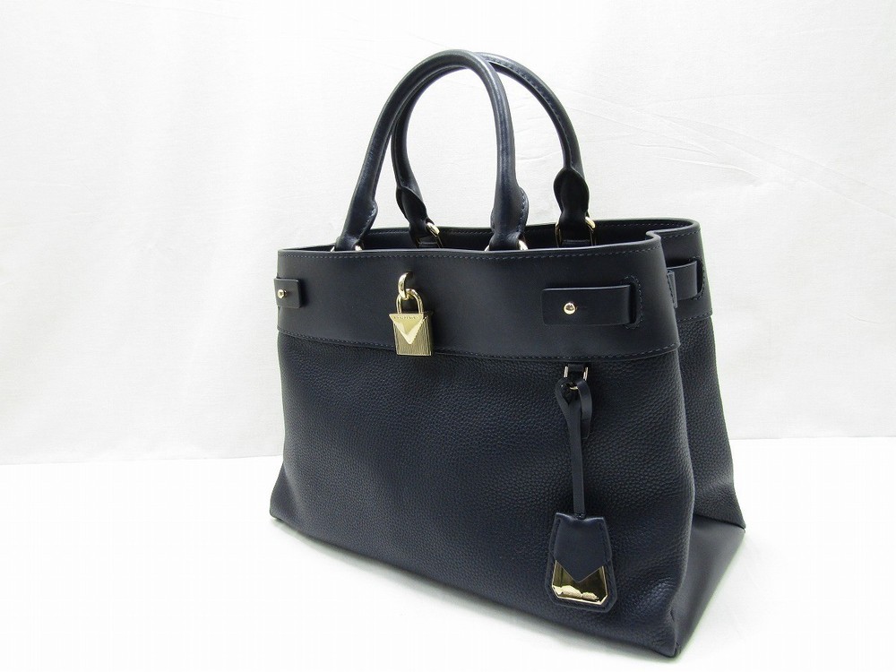 Authentic  Clearance Sale Great Price Beautiful MICHAEL KORS Handbag Leather Nav-image