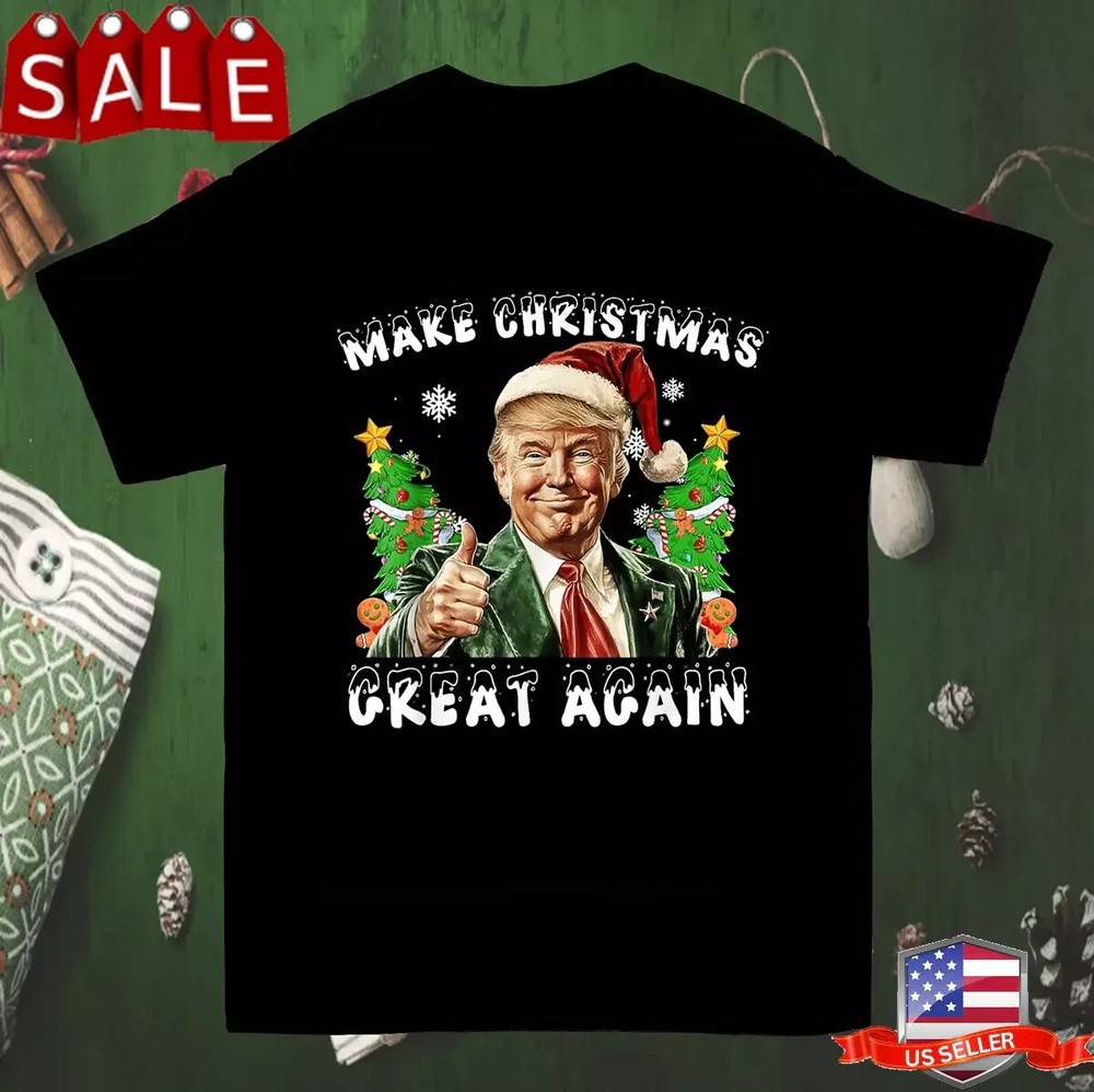 Make Christmas Great Again Funny Santa Donald Trump T Shirt Size S-5XL ET468