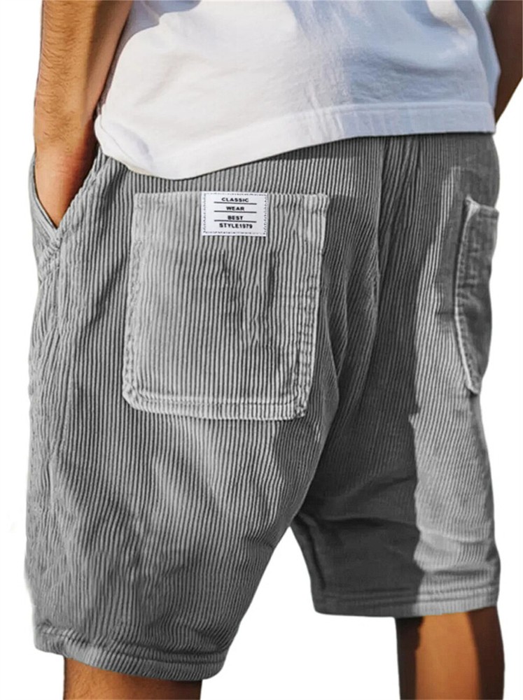 Men's Lightweight Corduroy Drawstring Shorts for Summer and Beach