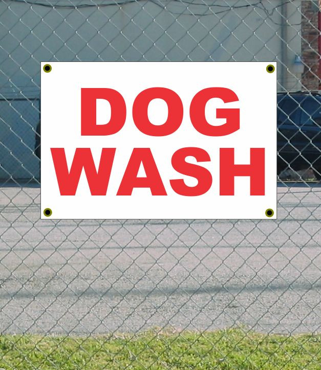 2x3 Dog Wash Red & White Banner Sign – New Discount Price, Free Shipping, Perfect Size for Your Business