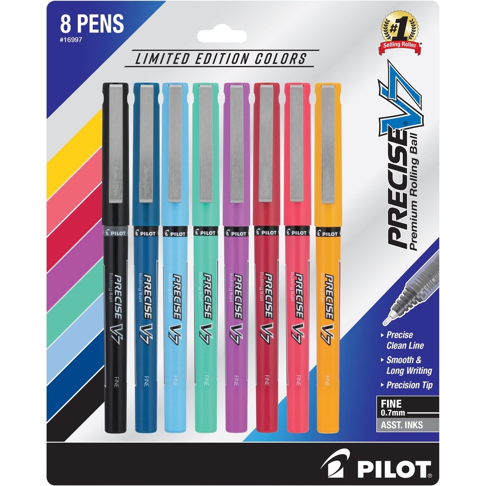 PILOT Precise V7 Stick Liquid Ink Rolling Ball Stick Pens, Fine Point, Assort...
