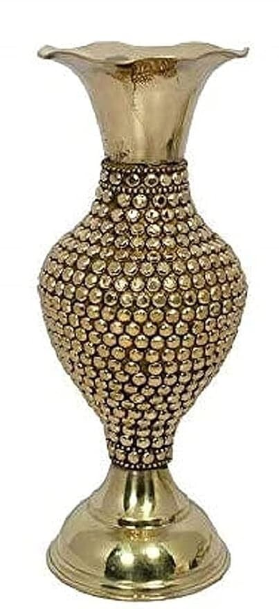 Christmas - Metal Flower Vase With Beads (25 X 10.5 cm, Gold)