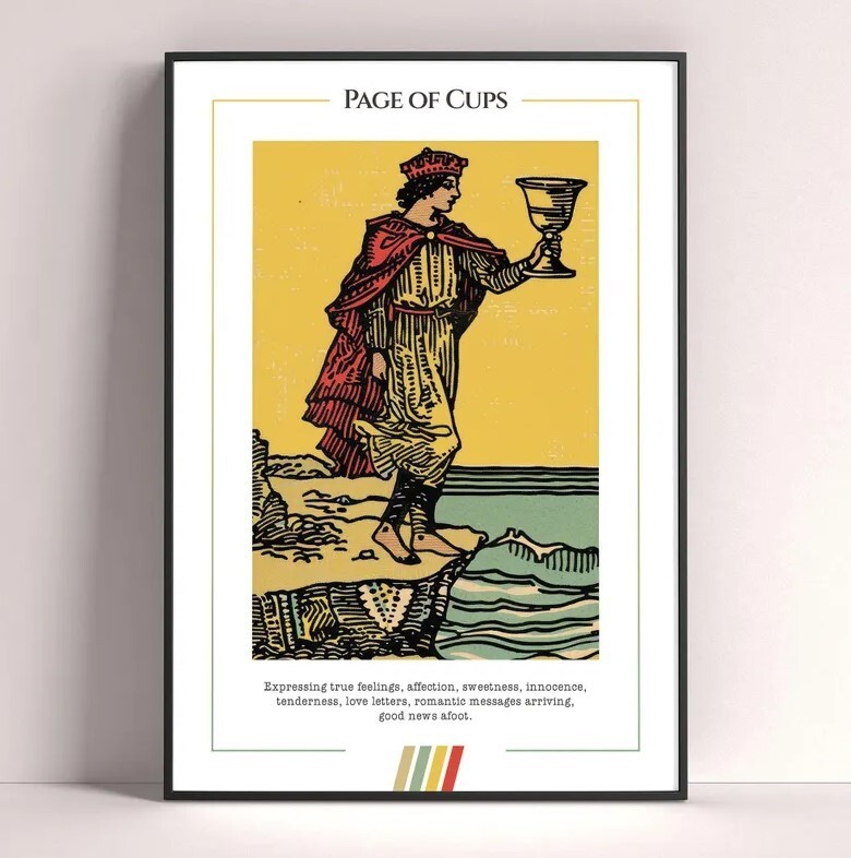 Page of Cups Tarot Card Art Print Digital Download Tarot Poster