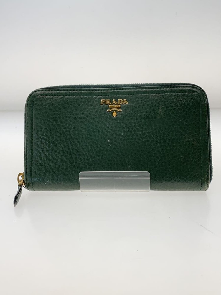 PRADA Green Leather Long Wallet for Women Style 1M0506