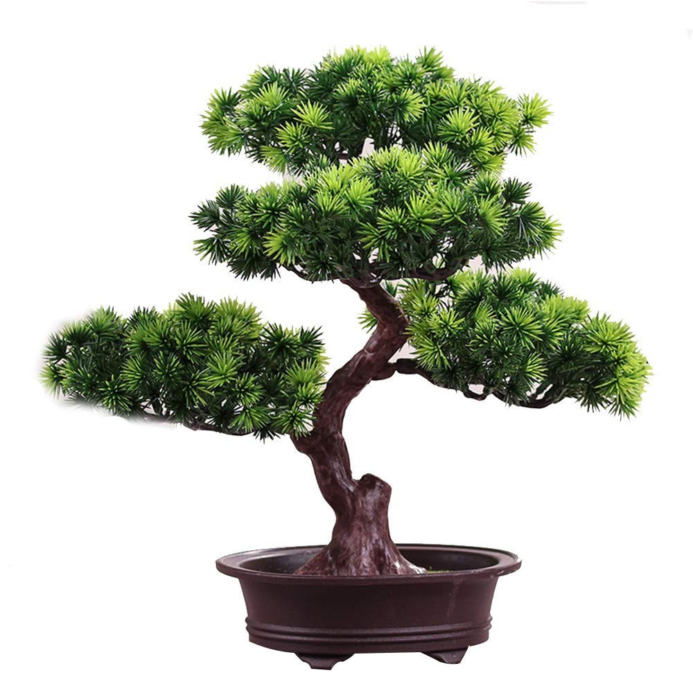 11-Inch Artificial Bonsai Pine Tree Faux Potted Desk Plant Display