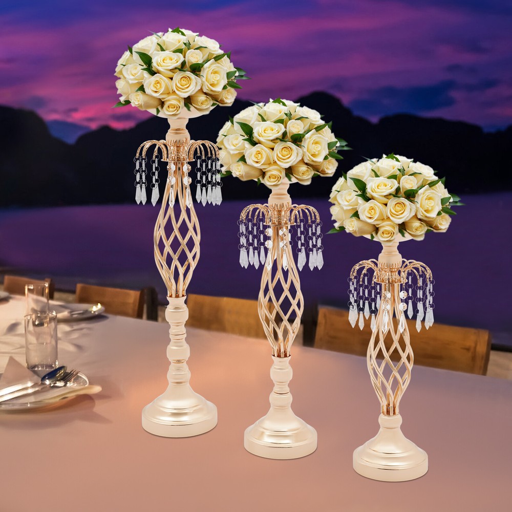 3 PCS Electroplated Flower Stands for Wedding Wedding Gold Flower Stand