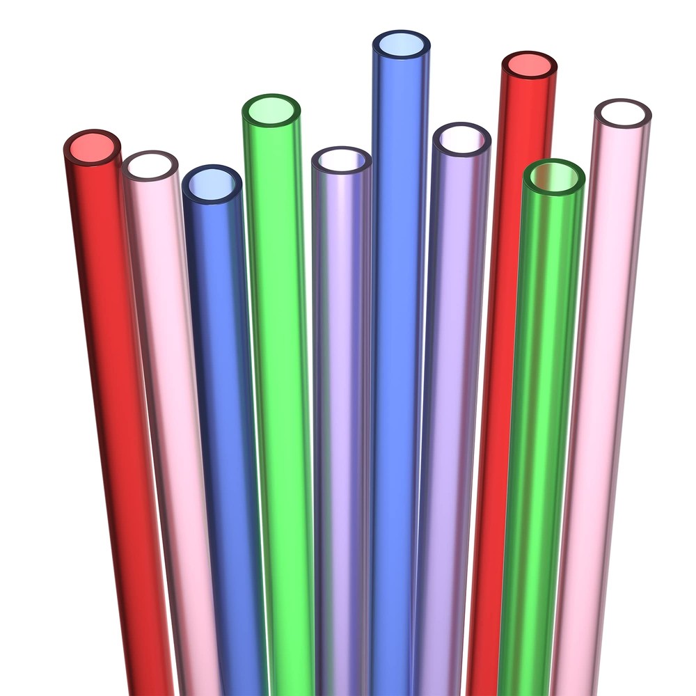 20 Reusable Hard Plastic Drinking Straws with Cleaning Brush – Medium Width & Durable
