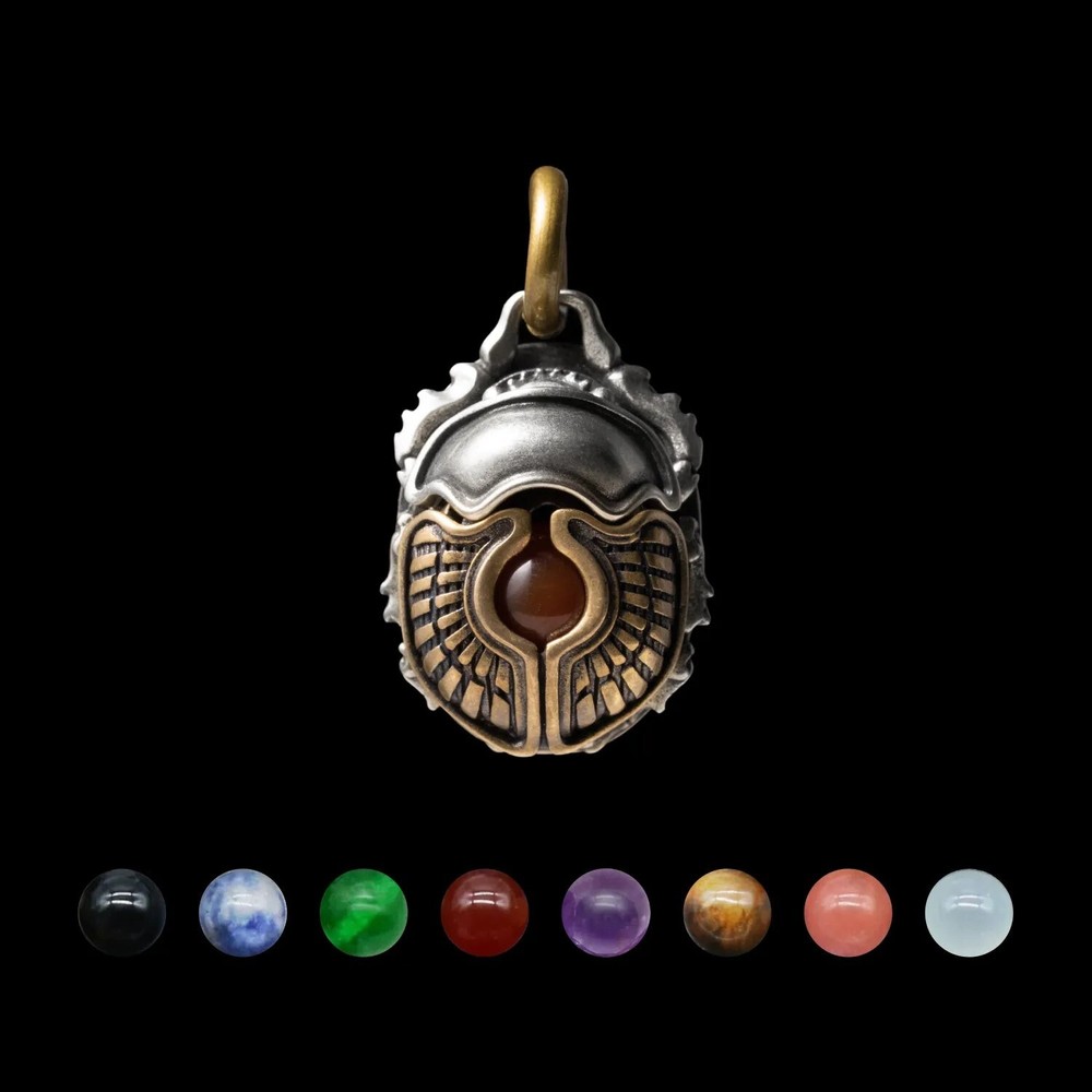 Scarab Pendant Necklace, Energy Stone Spiritual Jewelry for Men, Christmas Gift