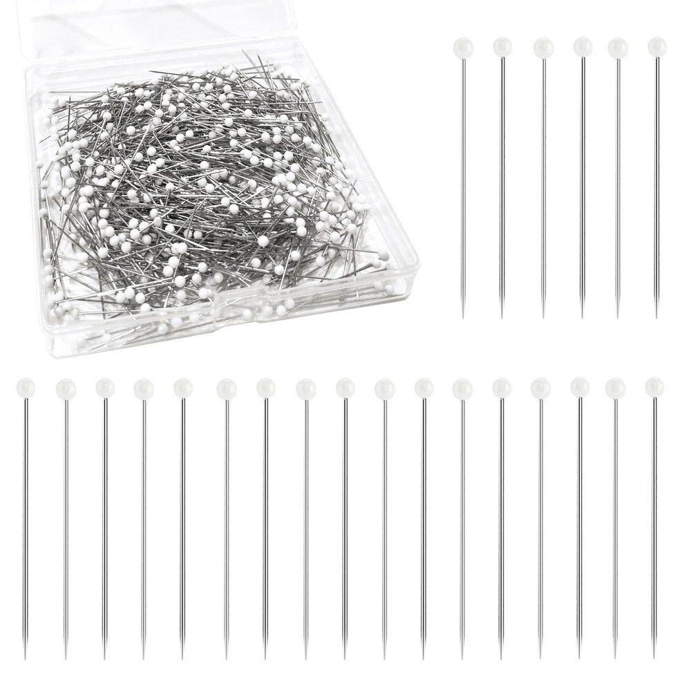 600 PCS Pearlized Ball Head Sewing Pins 1.5 Inch for Fabric Crafts