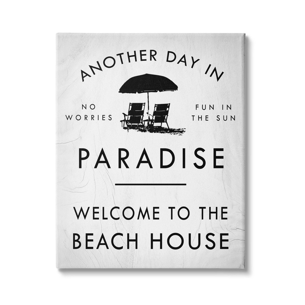 Another Day in Paradise Beach House Umbrella Sign by Daphne Polsell